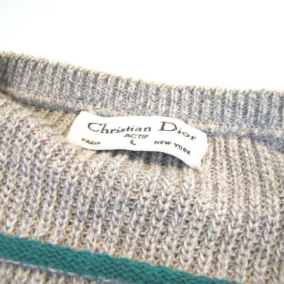 CHRISTIAN DIOR Vtg Cotton Knit Sweater Vest Stripe - Picture 3 of 5